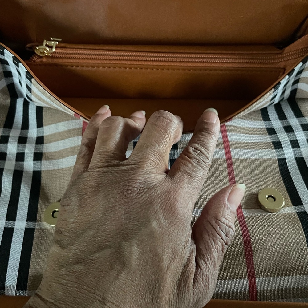 Plaid Backpack with Buckle Accents - Picture 5 of 6